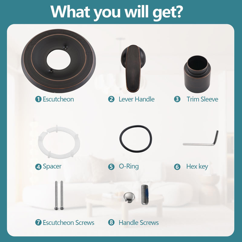 Replacement for Delta 1300/1400 & 13/14 Series Shower Trim Kit, Shower Cover Plate with Handle (Valve& Catridge Not Inclued) (Oil Rubbed Bronze) Oil Rubber Bronze 1