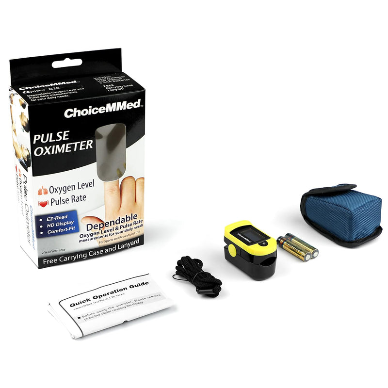 ChoiceMMed C20 Pulse Oximeter - Fingertip Pulse Oximeter Blood Oxygen Saturation Monitor - Large OLED Screen SPO2 Monitor with Lanyard and Carrying Case