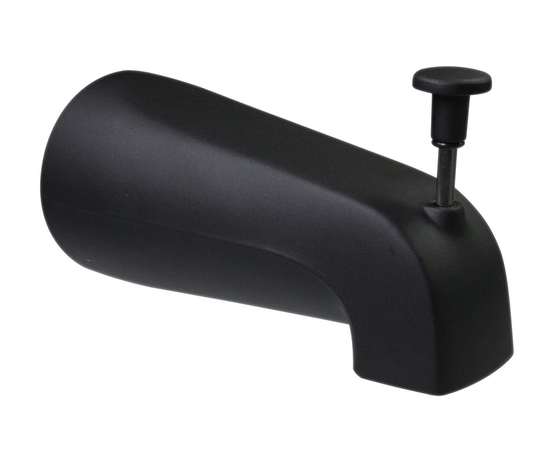 Westbrass E531D-1F-62 5-1/4" Reach Wall Mount Tub Spout with Front Diverter, Matte Black 1 Pack