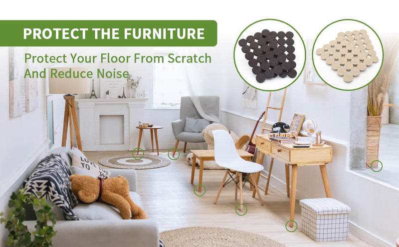 Felt Furniture Pads for Hardwood Floors 48 PCS, Furniture Pads, Floor Protectors for Hardwood Floors, Felt Pads for Furniture, Round, Dark Brown 48PCS 1" DarkBrown