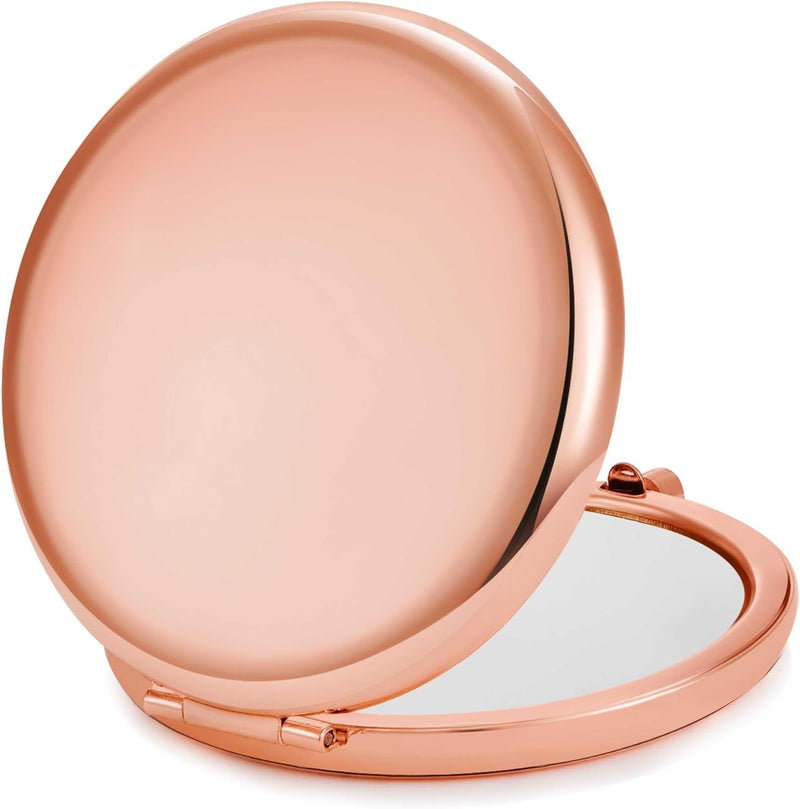 Compact Mirror, Pocket Travel Makeup Mirror for Purse, Metal Round Shell, 2-Sided 1X/2X Magnifying, Portable, Folding, Handheld, Rose Gold, 12 Pack