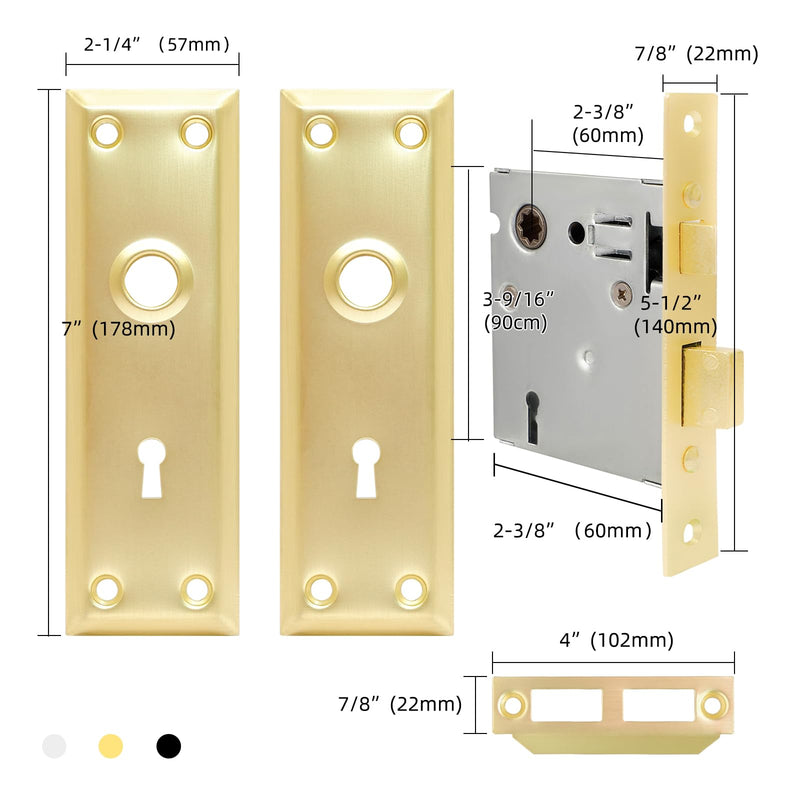 Mortise Lock Set with Crystal Glass Door Knobs for Interior Door Mortise Keyed Lock Replacement for Old Broken Door Knobs (Gold) Gold