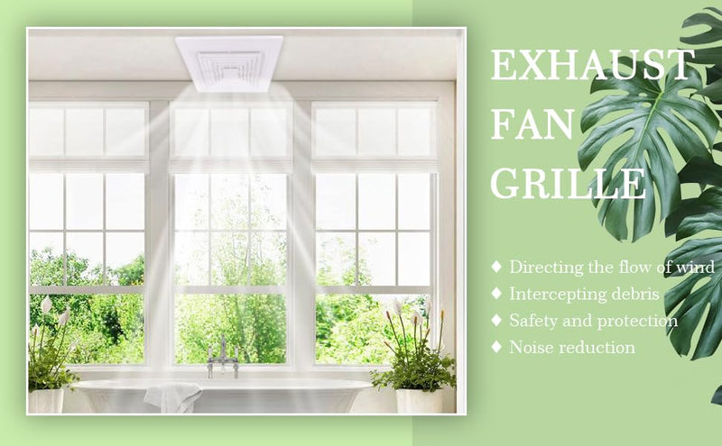 1-Piece(12"x12"Inches) Bathroom Exhaust Fan Cover with Spring, Square Ceiling or Wall Mounted Exhaust Fan, Ceiling Fan, Grille, Air Diffuser, Diverter Ventilation Hood, Replacement Accessories 12 X 12 inches 1