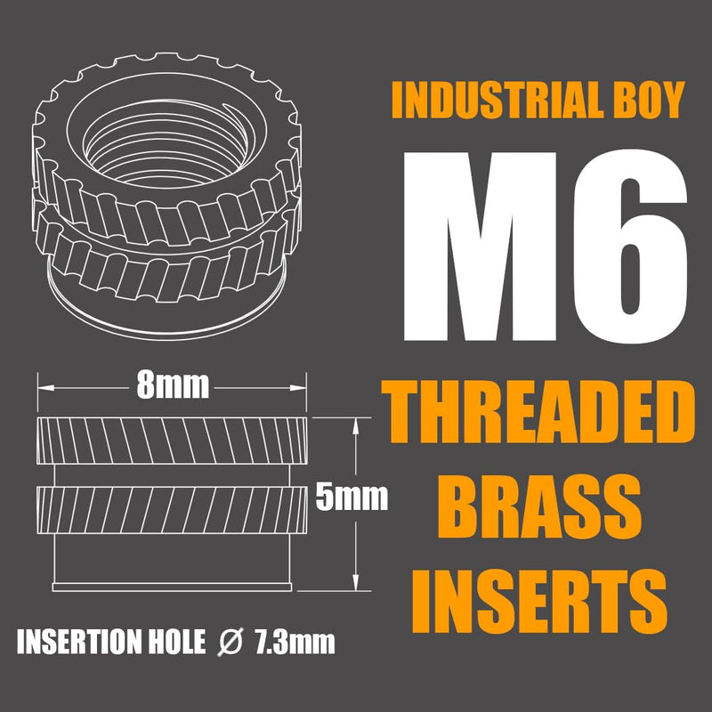 Heat Set Threaded Insert, Brass Inserts - Heat Set Inserts for 3D Printing, Plastic Parts & Prototyping | Metric Knurled Nuts for Secure Fastening (M6 x 8 OD x 5 L - 50 Pieces) M6 x 8 OD x 5 L - 50 Pieces