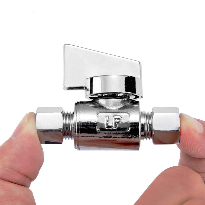 2 Pack Premium Brass 1/4" Compression x 1/4" Compression Angle Valve Quarter Turn Water Straight Angle Valve