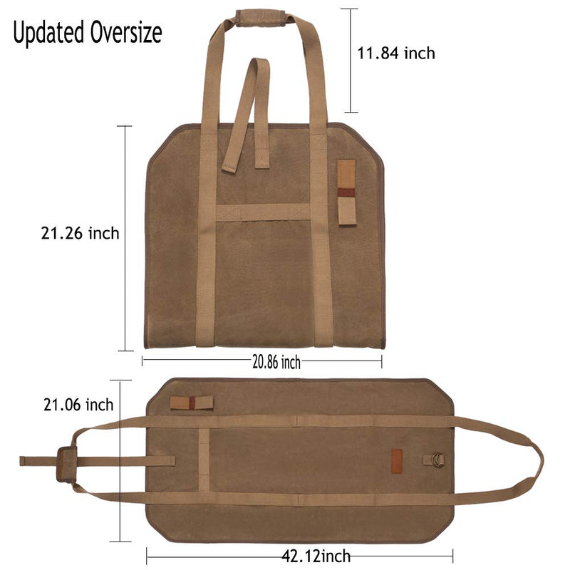 Firewood Carrier, Waxed Canvas Bag, Heavy Duty Tote Bag for Logs