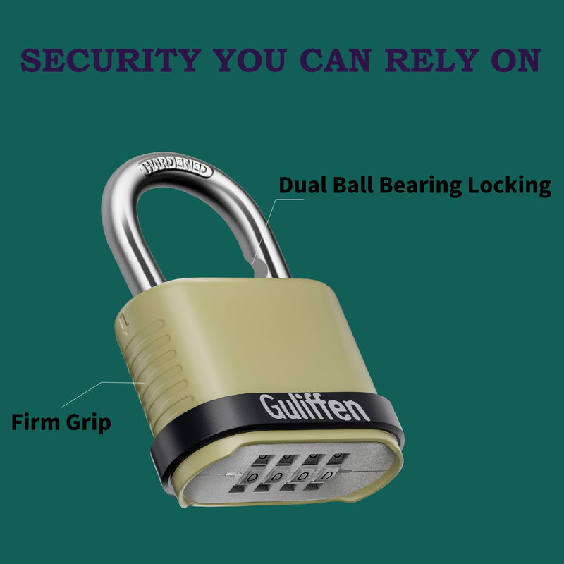 Outdoor Combination Lock, Heavy Duty Weatherproof Combination Padlock, 4 Pack Resettable Combination Lock for Locker, Shed, Garage, Gate, Fence Yellow，4 Pack Short