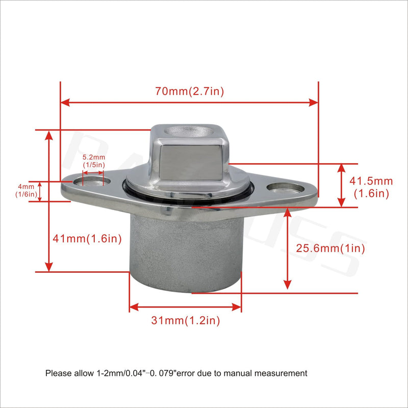 Marine Grade Stainless Steel 316 Boat FIT 1-1/4IN Hole Garboard Drain Plug W/Screws and O Ring 2PC