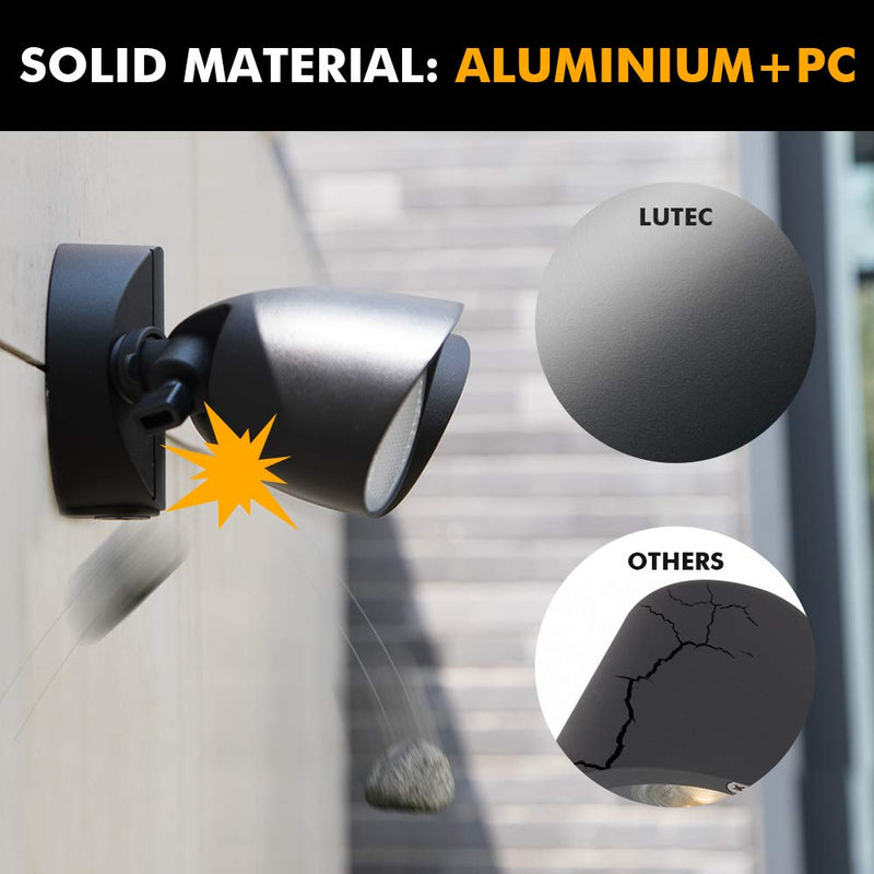 LUTEC 6222B 2500 Lumen 32 Watt 28 LED Dual-Head Floodlight Outdoor, Full Metal Design, Waterproof Exterior Security Wall Light 5000K for Patio, Garden, Yard-Black Black