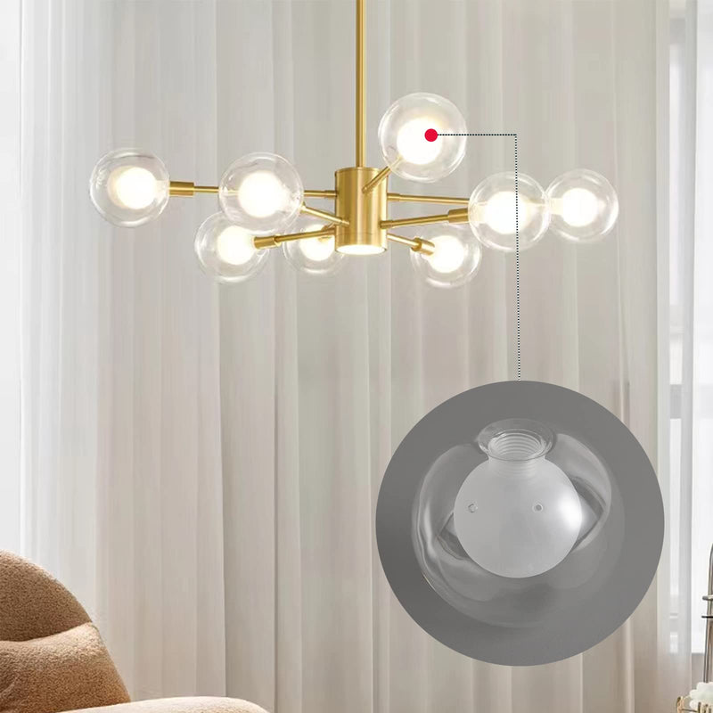 Lighting Replacement Glass Lampshade 4 Inch Milky White Glass Dome Cover Round Globe 0.8 Inch Fitter for G9 Bulb Replacement (transparent and white)