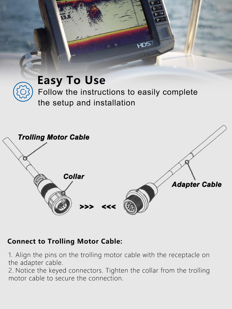 Replacement for 1852077 Dual Spectrum Chirp Adapter Cable/MKR-DSC-10 Compatible with Lowrance 7-Pin Transducer, HDS and Hook Series Fish Finders
