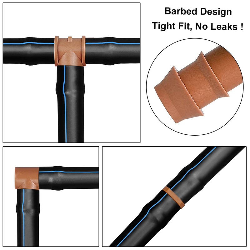20 Pieces Drip Irrigation Fittings Tee Connectors for 1/2" Tubing, Barbed T 3 Way Connectors for 1/2 Inch Irrigation Tubing(0.600" ID), Drip Line Tees for Drip Sprinkler Garden Lawn Systems 17mm Tees-20P