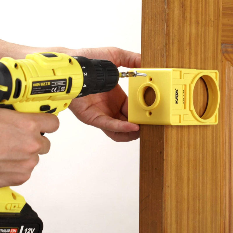 KATA 1-3/8" - 1-3/4" Door Lock Installation Kit for Wooden Doors with Guide Template, Door Lock Hole Saw, Carbon Steel Yellow - NewNest Australia
