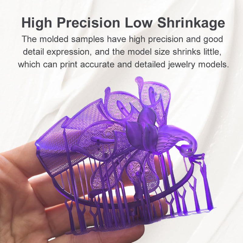 Antinsky Castable Jewellery Resin for DLP LCD UV-Curing 395-405nm Resin 3D Printer High Wax 75% Easy to Print Use and Burn High Resolution Making Jewelries and Metal Parts Purple 500G