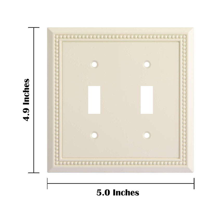 Henne Bery Sunken Pearls Heavy Duty Decorative Wall Plate Switch Plate Outlet Cover, Durable Solid Zinc Alloy (Double Toggle, Light Almond) Double Toggle