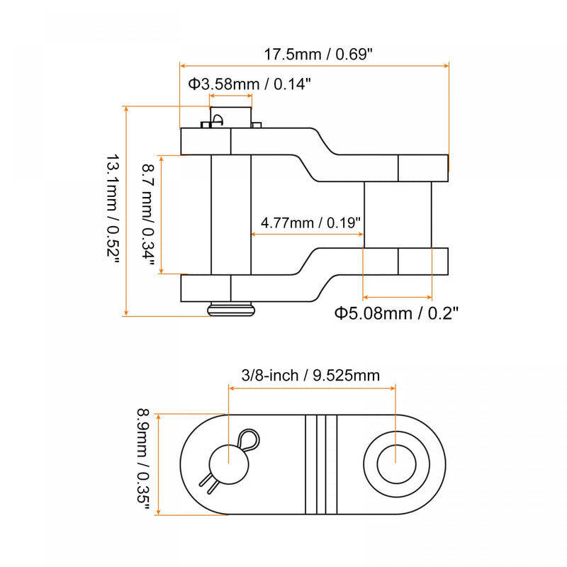 uxcell 6Pcs #35 Chain Offset Half Link Roller, 3/8" Pitch Carbon Steel, Standard Chain End Connector Split Links for 06C Chain