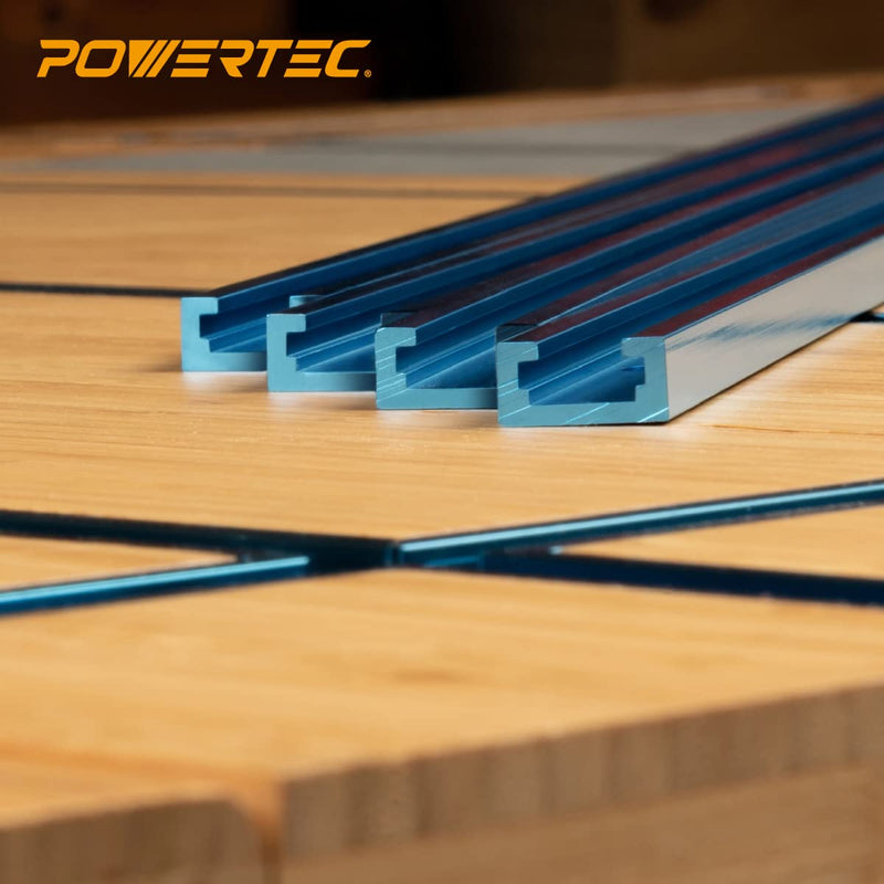 POWERTEC 71371 24 Inch Double-Cut Profile Universal T-Track with Predrilled Mounting Holes, 4 PK, T Track for Woodworking Jigs and Fixtures, Drill Press Table, Router Table, Workbench 24" T track (4PK) - NewNest Australia