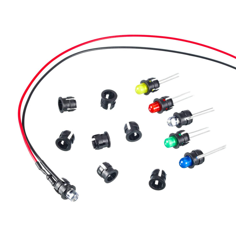 Mudder 200 Pieces 5 mm LED Holder Black Plastic Light Emitting Diode Clips Display Panel LED Light Bezel Mounting Holders Bracket 5 mm Lamp Bulb Socket