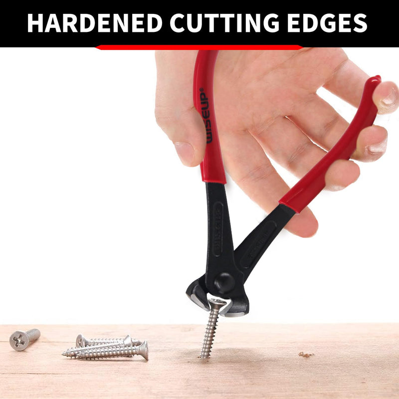 WISEUP Nail Puller, 6-inch Black Finish Chrome Vanadium Steel Carpenter's Pliers,End Cutting Pliers, for Staple Remover Tool or Flooring Installation Tools (6 inch) 6 inch