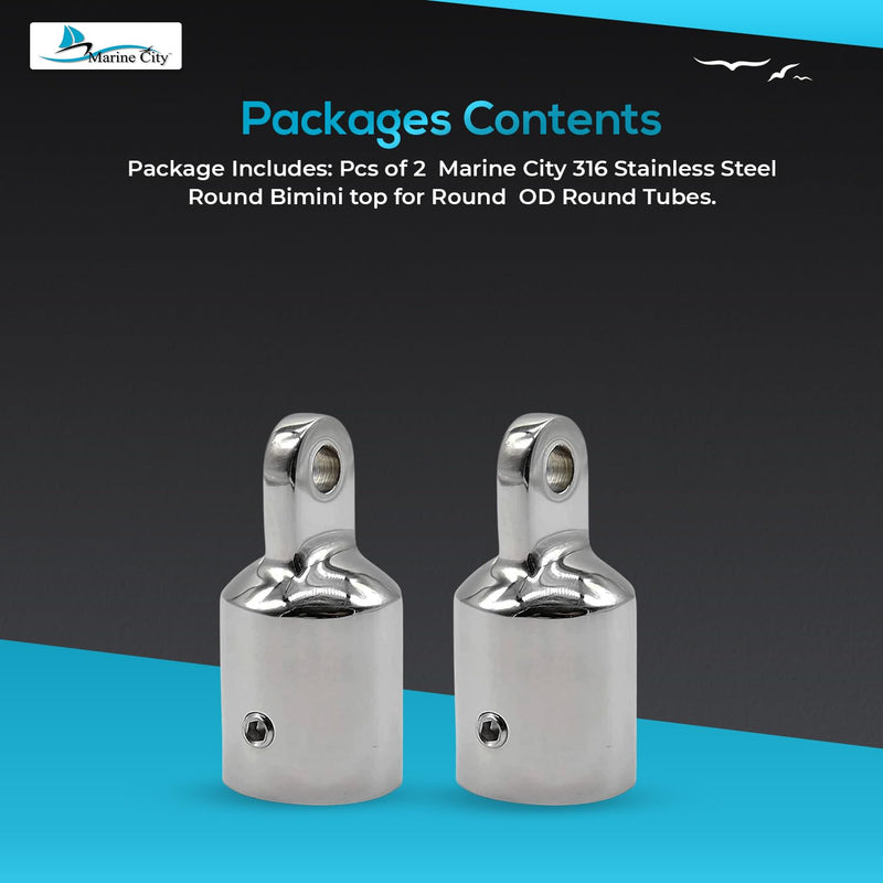 Marine City 316 Stainless Steel Round Outside Eye End for Bimini Top 7/8" – Heavy-Duty Marine Hardware for Boats, Ships & Yachts (Pack of 2)