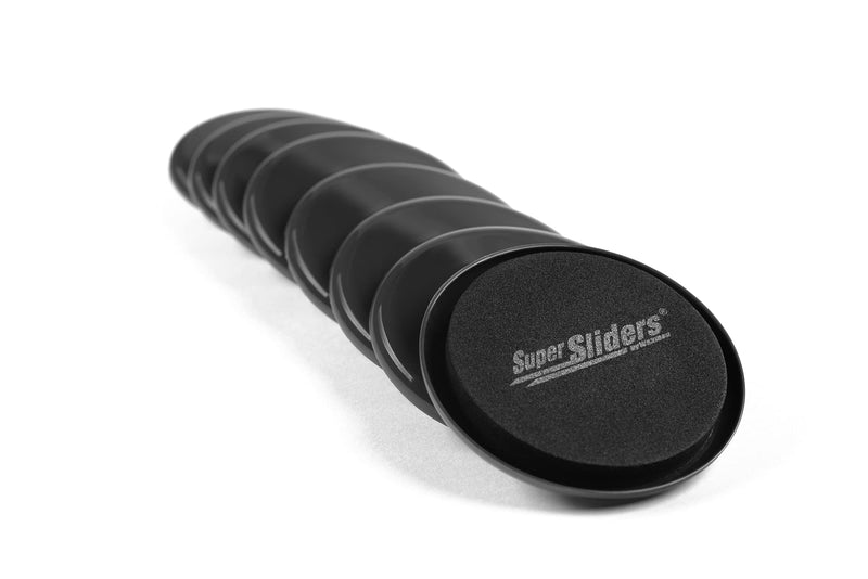 Super Sliders 3 1/2" Round Reusable Furniture Sliders for Carpet - Effortless Moving and Surface Protection, Black (4 Pack) 4 Count (Pack of 1)