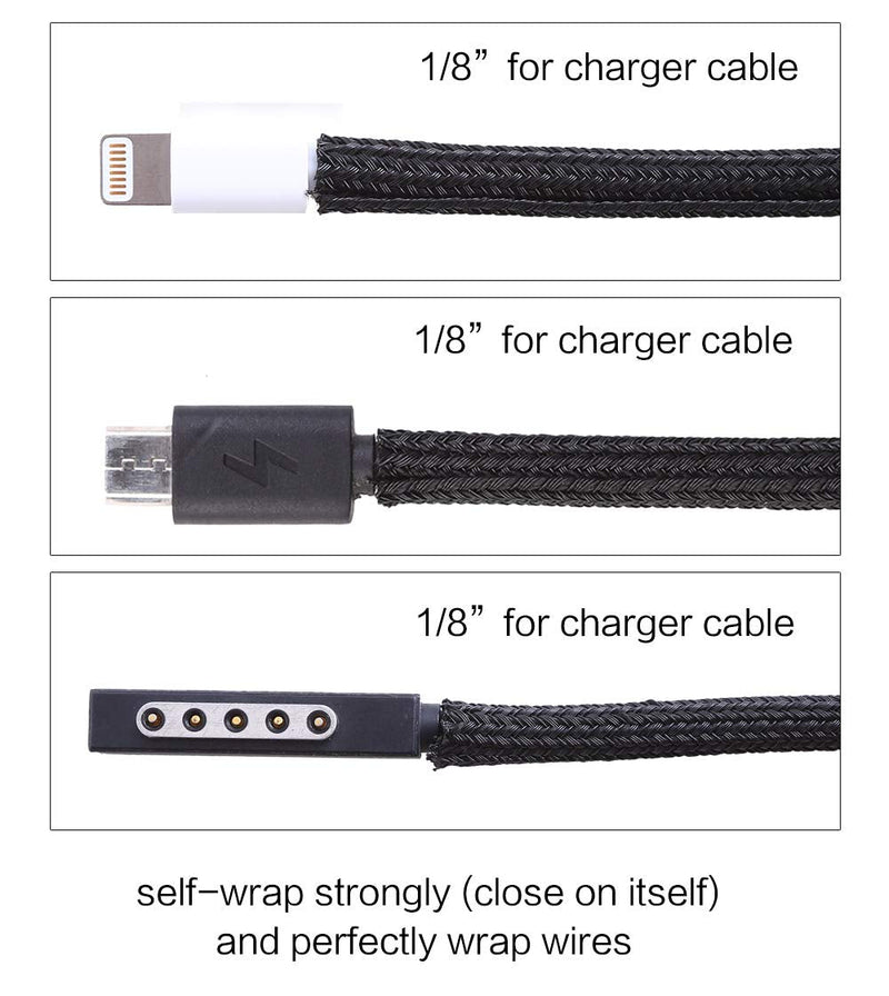 Alex Tech 25ft - 1/8 inch Cord Protector Wire Loom Tubing Cable Sleeve Split Sleeving For USB Cable Power Cord Audio Video Cable – Protect Cat From Chewing Cords - Black 1/8"-25ft