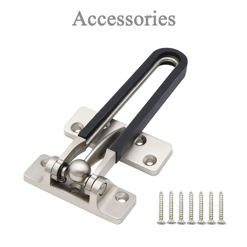 Home Security Door Lock Latch Guard Clasp Home Reinforcement Lock for Swing-in Doors Hotel Door Latches Anti-Theft Buckle (1, Silver) 1