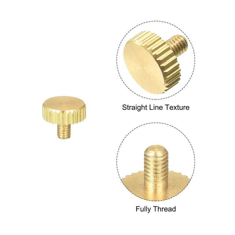 uxcell Knurled Thumb Screws, M3x5mm Flat Brass Bolts Grip Knobs Fasteners for PC, Electronic, Mechanical 5Pcs