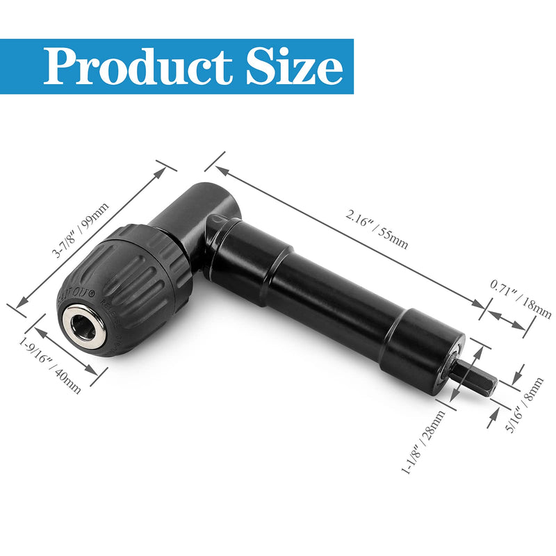 Cordless Right Angle Drill Adapter, 90 Degree Adapter Drill 8mm Hex Shank Power Tool Attachment (Chuck Range: 0.8mm-10mm)