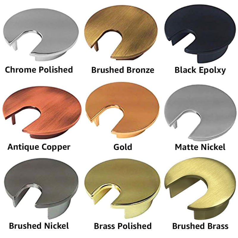 Electriduct 1.57" Metal Desk Grommet 40mm Cable Hole Cover Wire Cord Organizer | Brushed Brass 1.57 Inch (Small Opening)