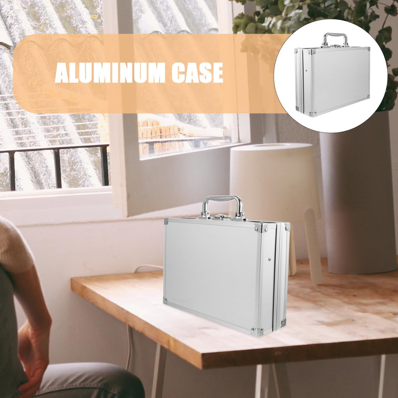 Gatuida Aluminum Storage Box Briefcase Style Tool Case with Lock Clasp Handheld Metal Case for Tools Cosmetics Instruments Travel Work 10.43 X 7.28 X 3.14 in