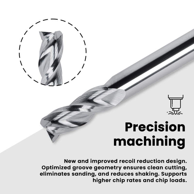NZ 3 Flute 3/16" Carbide Square End Mill, 5PCS | Milling Cutter for Machining Alloy Steel, Aluminum Alloy, Copper Alloy 3/16 inch 5