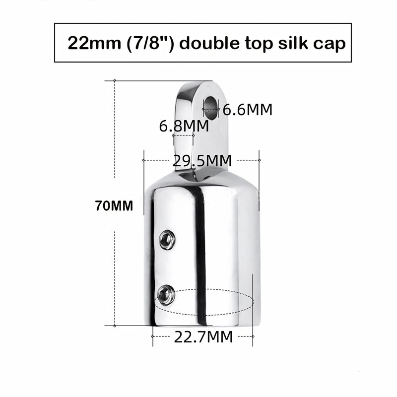 Bimini Top Hardware Kit, 4Pcs 316 Stainless Steel Eye End Caps and Hinged Jaw Slides with Lock Nut for 7/8'' or 1'' OD Boat Canopy Tubing, Includes L-Shaped Hex Key White7/8''