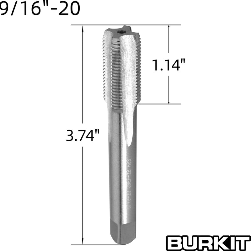 Burkit 9/16"-20 UN Tap and Die Set, 9/16 x 20 UN Machine Thread Tap and Round Die Right Hand 9/16-20 UN
