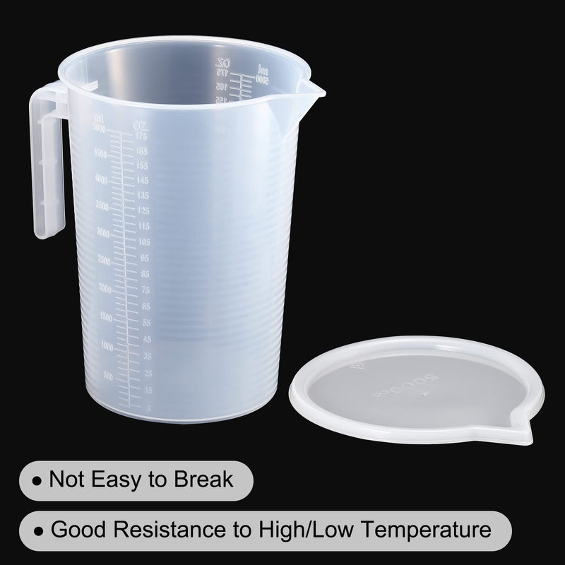 PATIKIL Graduated Beaker, 5000ml PP Plastic Liquid Measuring Cup Double Sided Graduations with Handle Lid and Spout for Lab Kitchen Home