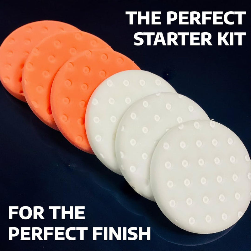 Smart Foam Pads Dual Action 5.5 inch Cut and Polish Combo (3-White, 3-Orange, 5.5 inch) | Perform 2-Step Compounding/Polishing Automotive Paint Correction Detail with Ease!