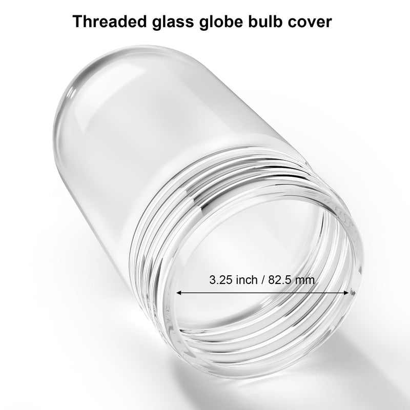 Glass Globe Bulb Cover Heavy Duty, Tempered Threaded Glass Globe Cover for Walk in Refrigerators, Light Bulb Protector Cage for Hood Bulbs, Outdoor Light Bulb Covers Replacement Clear