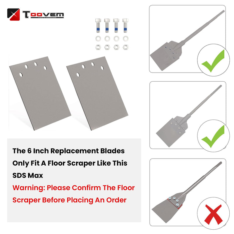 TOOVEM 2 PCS Replacement Floor Scraper Blades for SDS Max Floor Scraper 6in Floor