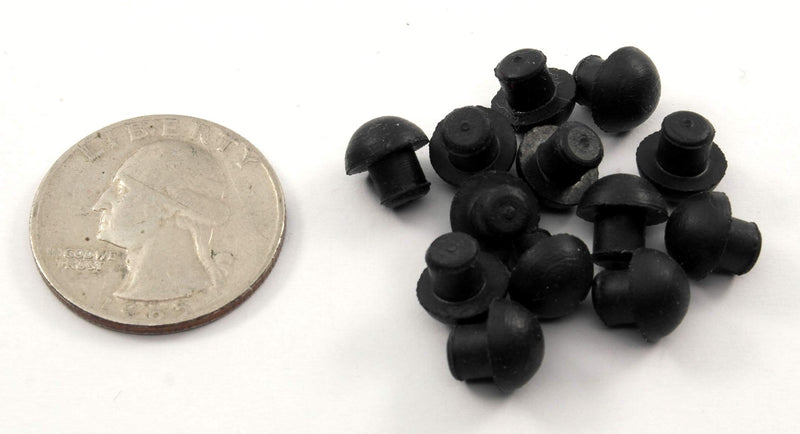 Small Rubber Push-in Mushroom Bumper Fits 3/16" Opening - 11/32" Diameter (8)