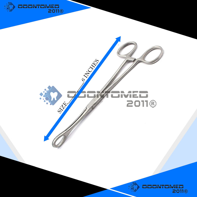 OdontoMed2011® 6" Mini Sponge Body Piercing Forceps Foerster Sponge Forceps Locking Clamp Serrated Tips Straight Stainless Steel Silver