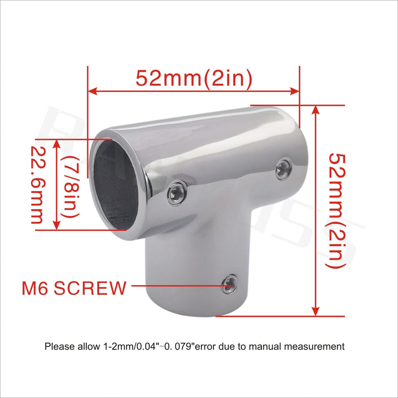 Marine Grade Stainless Steel 316 Polished Boat Yacht Deck Hand Tee/Tee Hinge for 7/8 inch Pipe or Tube 2PCS