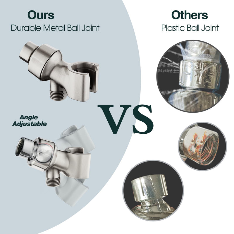 BRIGHT SHOWERS 9 Spray Settings Shower Head with Handheld High Pressure Brushed Nickel Hand Held Showerhead with 60 Inch Stainless Steel Hose and Adjustable Overhead Bracket 2.5 Gallon Per Minute