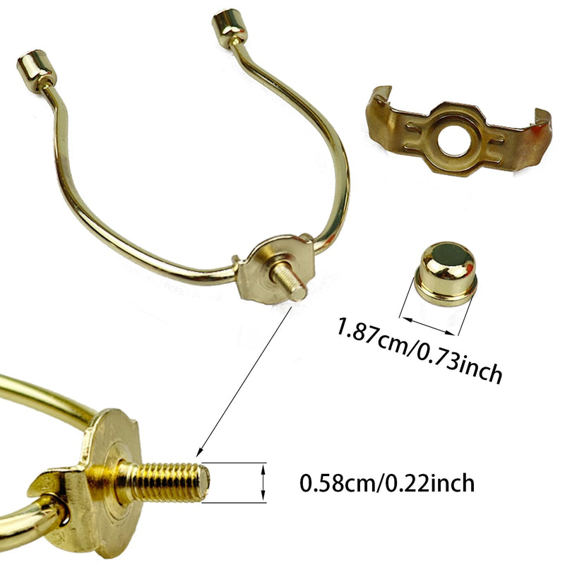 6 Inch Lamp Harp Set Detachable Heavy Duty Metal Lampshade Bracket with Polished Brass Finish Standard Saddle Base and Lamp Finials for Table and Floor Lamps 2 Pack 6 Inch-Polished Brass-2 Pack