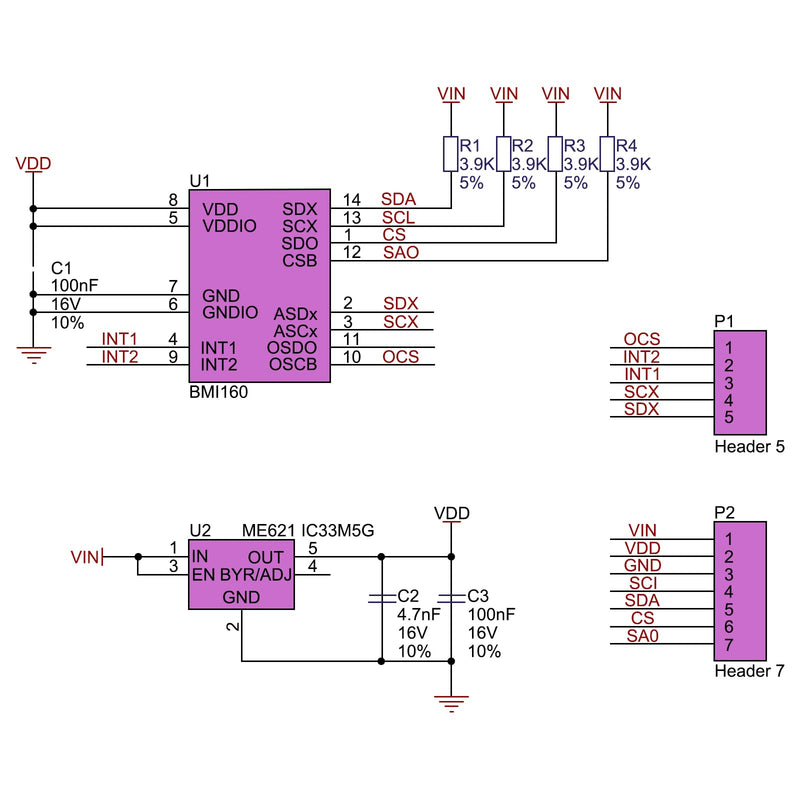 10pcs BMI160 GY-BMI160 6DOF 6-Axis Sensor Module Gravity Sensors Accelerometer Gyroscope Acceleration Gravity Sensor IIC I2C SPI 3-5V