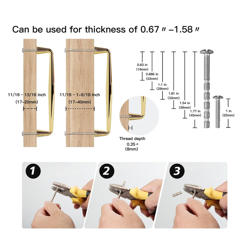 YAGU 6 Pack Top Polished Brass Kitchen Cabinet pulls 6.3 Inch(160mm) Hole Center Solid Bright Gold Dresser Drawer Handles Furniture Shiny Hardware for Cupboard Wardrobe Closet Vanity 6.3''/160MM Hole Center
