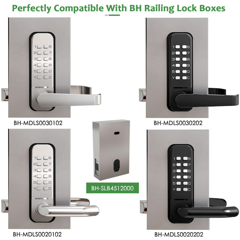 High-Security 12 Digit Keypad Mechanical Door Lock - Keyless Entry, Mechanical Code Lock with Handle, Waterproof & Rustproof, No Battery, Easy to Install, Silver, BH-MDLS0030102 Satin Chrome