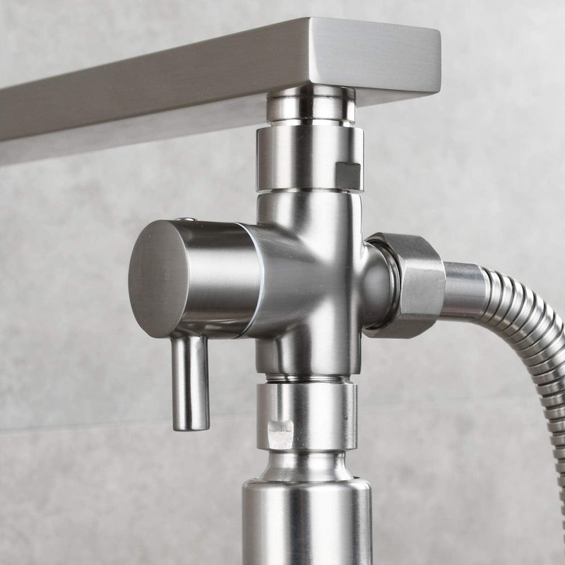 Shower Flow Control Valve G1/2" Brass 3 Way Shower Diverter Valve for Hand Shower and Shower Arm, Brushed Nickel, DSF007NA