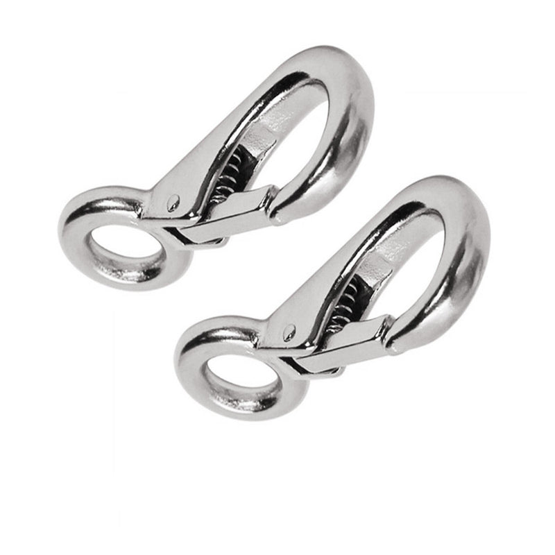 2/4Pcs Heavy Duty Stainless Steel 316 Spring Snap Hook Fixed Eye Clip Carabiner Marine Clip Dock Hardware Accessories 0# 4Pack