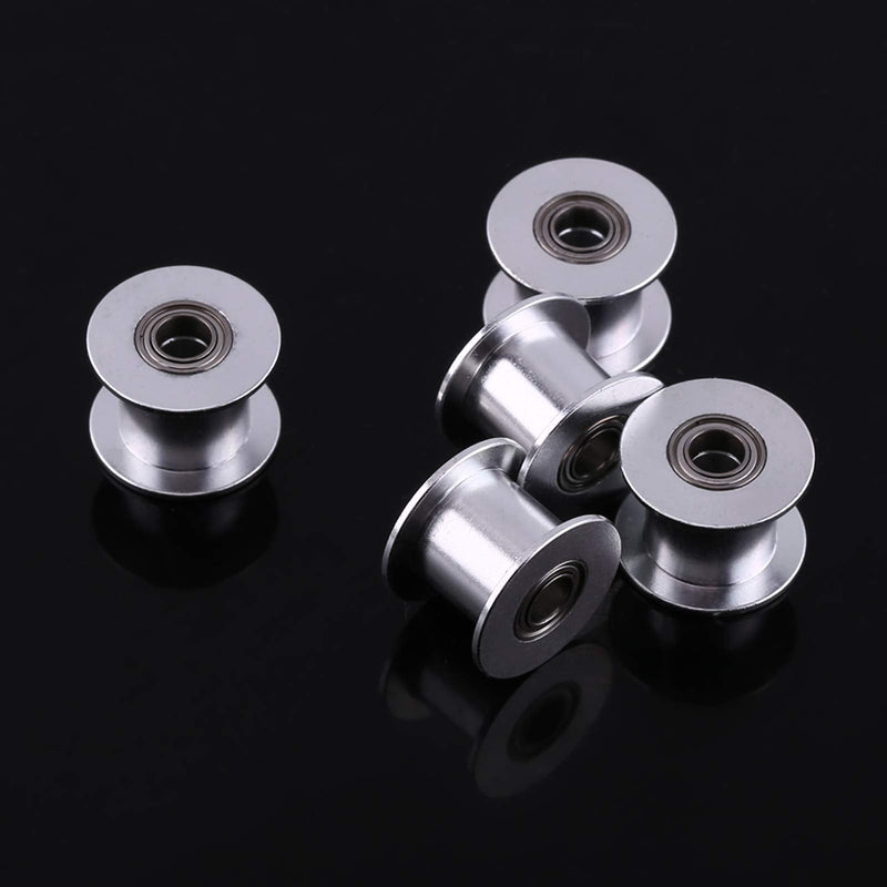 Gt2 Idler Pulley 10mm, 5 Pcs Toothless Bore 5mm Aluminum Aloy Timing Belt Drive Pulley for 3d Printer 10mm Width Timing Belt, Belt Tensioner Pulley Without Teeth