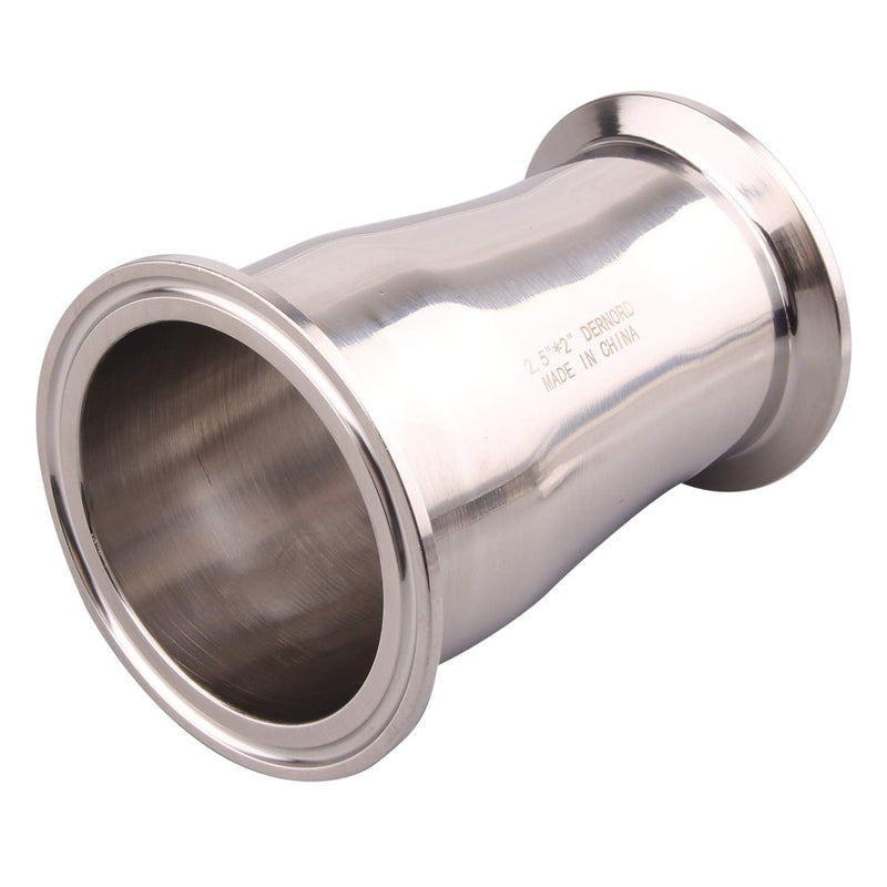 DERNORD Sanitary Fitting Reducer Fitting SUS304 Tri Clamp Ferrule Style 2.5" Tube OD to 2" Tube OD OD SIZE: ( 2-1/2 Inch * 2 Inch ) Pack of 1